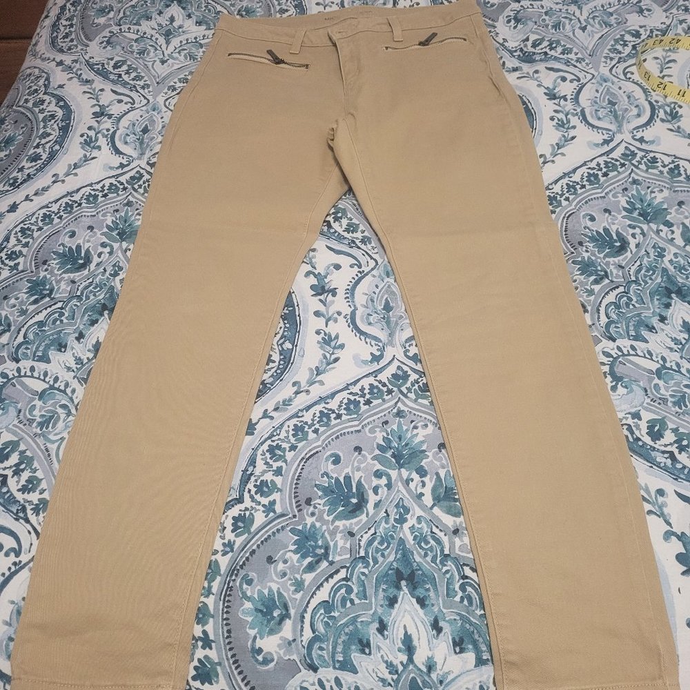 Michael Kors Tan Cotton Skinny Jeans with Zipper Pockets Size 6
